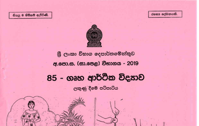 2019 G.C.E O/L Home Economics Full Marking Scheme (Sinhala Medium)