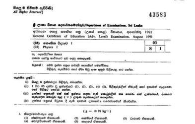 1991 A/L Physics Paper I (MCQ) (Sinhala Medium)
