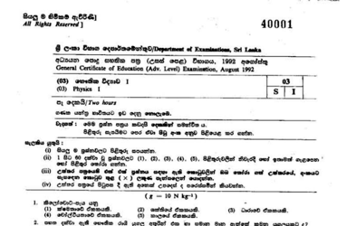 1992 A/L Physics Paper I (MCQ) (Sinhala Medium)