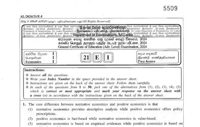 2024 A/L Economics Paper & Answers (English Medium)