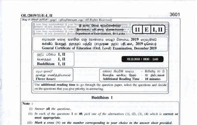 2019 G.C.E O/L Buddhism Paper I & II (English Medium) thumbnail