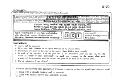 2024 A/L Electrical, Electronic & Information Technology Paper & Answers (English Medium)