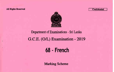 2019 G.C.E O/L French Language Full Marking Scheme (English Medium) thumbnail