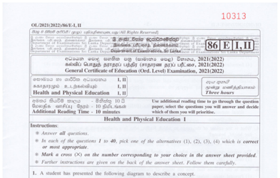 2021 G.C.E O/L Health & Physical Education Paper I & II (English Medium) thumbnail
