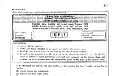 2024 A/L Buddhism Past Paper (English Medium)