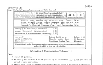 2020 G.C.E O/L Information & Communication Technology Paper I & II (English Medium) thumbnail