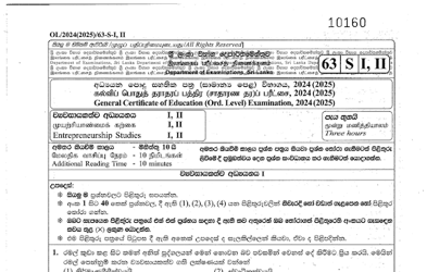 2024 G.C.E O/L Entrepreneurship Studies Paper I & II (Sinhala Medium) thumbnail