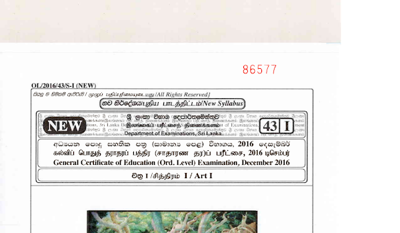 2016 G.C.E O/L Art Full (Sinhala Medium)