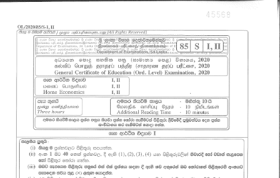 2020 G.C.E O/L Home Economics Paper I & II (Sinhala Medium) thumbnail