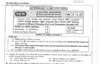 2017 G.C.E O/L Health & Physical Education Paper I & II (Sinhala Medium) thumbnail