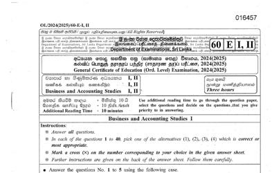 2024 G.C.E O/L Business & Accounting Studies Paper & Answers (English Medium) thumbnail