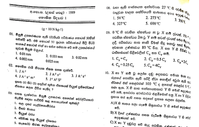 1989 A/L Physics Paper I (MCQ) (Sinhala Medium)