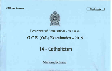 2019 G.C.E O/L Catholicism Full Marking Scheme (English Medium) thumbnail