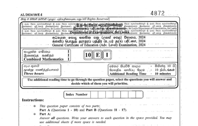 2024 A/L Combined Mathematics Paper & Answers (English Medium)