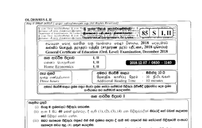 2018 G.C.E O/L Home Economics Paper I & II (Sinhala Medium) thumbnail