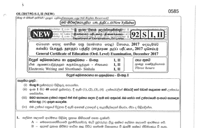 2017 G.C.E O/L Electronic Writing & Shorthand Paper I & II (Sinhala Medium) thumbnail