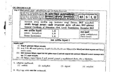 2015 G.C.E O/L Home Economics Paper I & II (Sinhala Medium) thumbnail