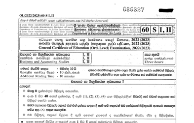 2022 G.C.E O/L Business & Accounting Studies Paper I & II (Sinhala Medium)