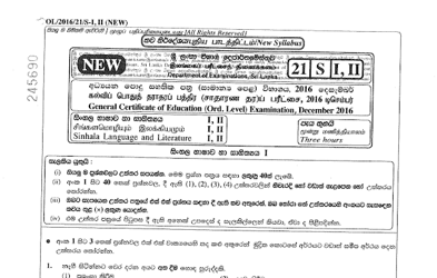 2016 G.C.E O/L Sinhala Language & Literature Paper I & II (Sinhala Medium) thumbnail