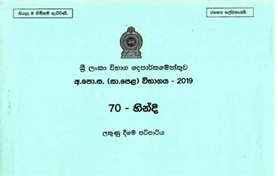 2019 G.C.E O/L Hindi Full Marking Scheme (Sinhala Medium)