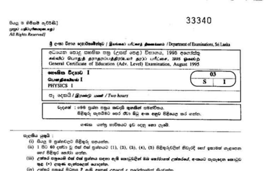 1995 A/L Physics Paper I (MCQ) (Sinhala Medium)