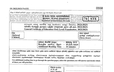 2022 G.C.E O/L Chinese Paper I & II (Sinhala Medium)