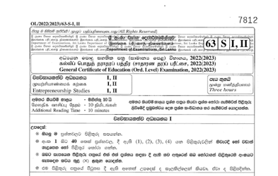 2022 G.C.E O/L Entrepreneurship Studies Paper I & II (Sinhala Medium) thumbnail