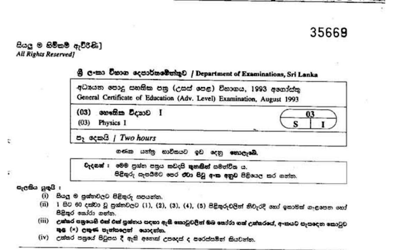 1993 A/L Physics Paper I (MCQ) (Sinhala Medium)