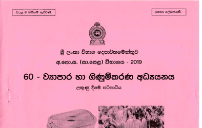 2019 G.C.E O/L Business & Accounting Studies Full Marking Scheme (Sinhala Medium)