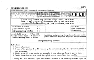 2023 G.C.E O/L Entrepreneurship Studies Paper I & II (English Medium) thumbnail