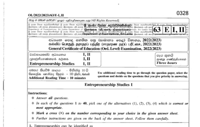 2022 G.C.E O/L Entrepreneurship Studies Paper I & II (English Medium) thumbnail