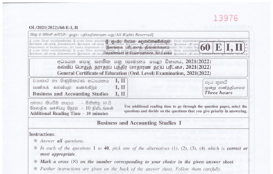 2021 G.C.E O/L Business & Accounting Studies Paper III (English Medium) thumbnail