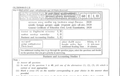 2020 G.C.E O/L Business & Accounting Studies Paper III (English Medium) thumbnail