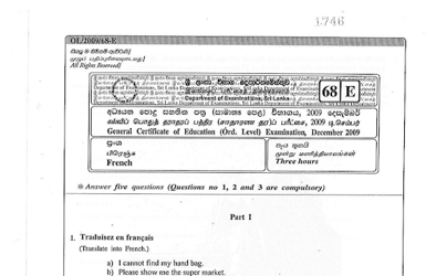 2009 G.C.E O/L French Language Full (English Medium)