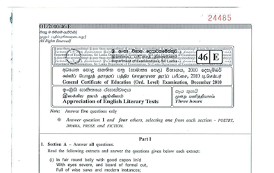 2014 G.C.E O/L Appreciation of English literary texts Full (Sinhala Medium) thumbnail